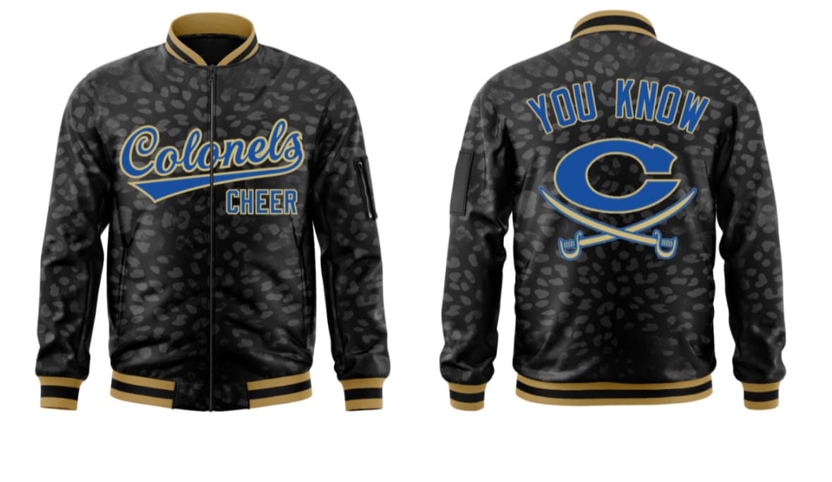 Customer photo review of Custom Black Black-Old Gold Varsity Full-Zip Letterman Bomber Jacket