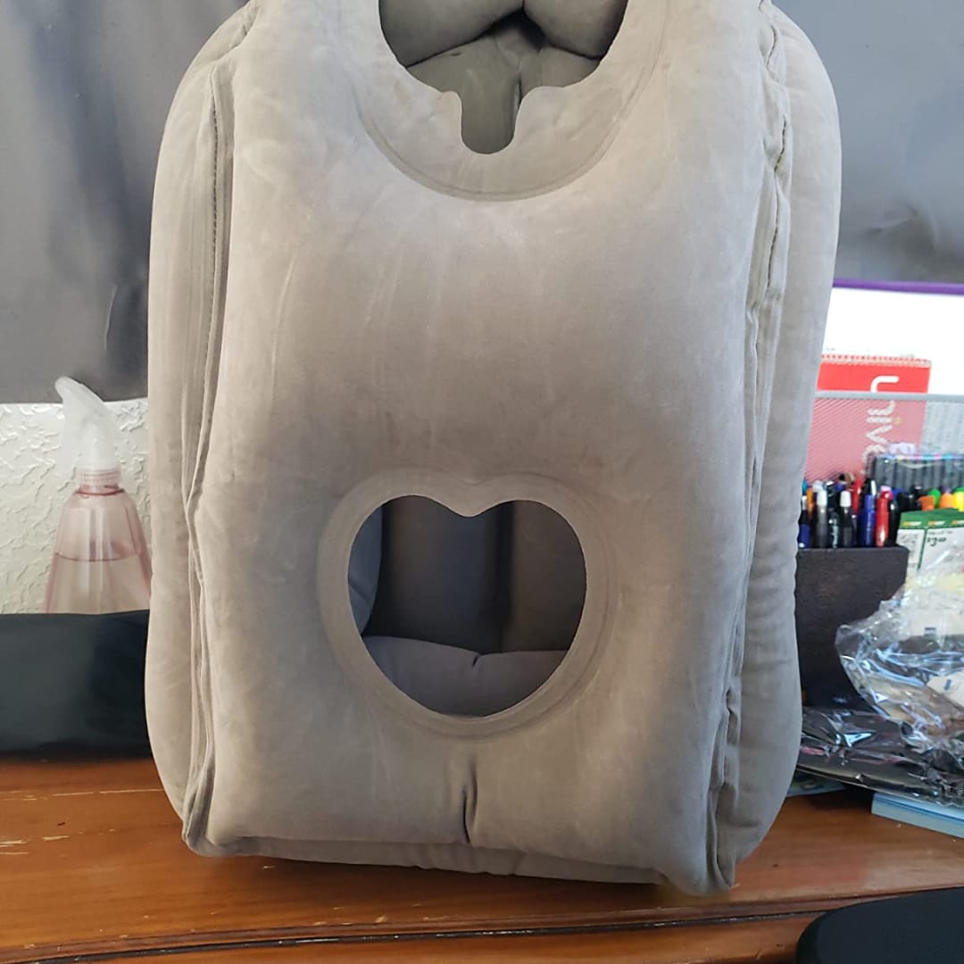 Customer photo review of Inflatable Pillow with Head & Chin Support