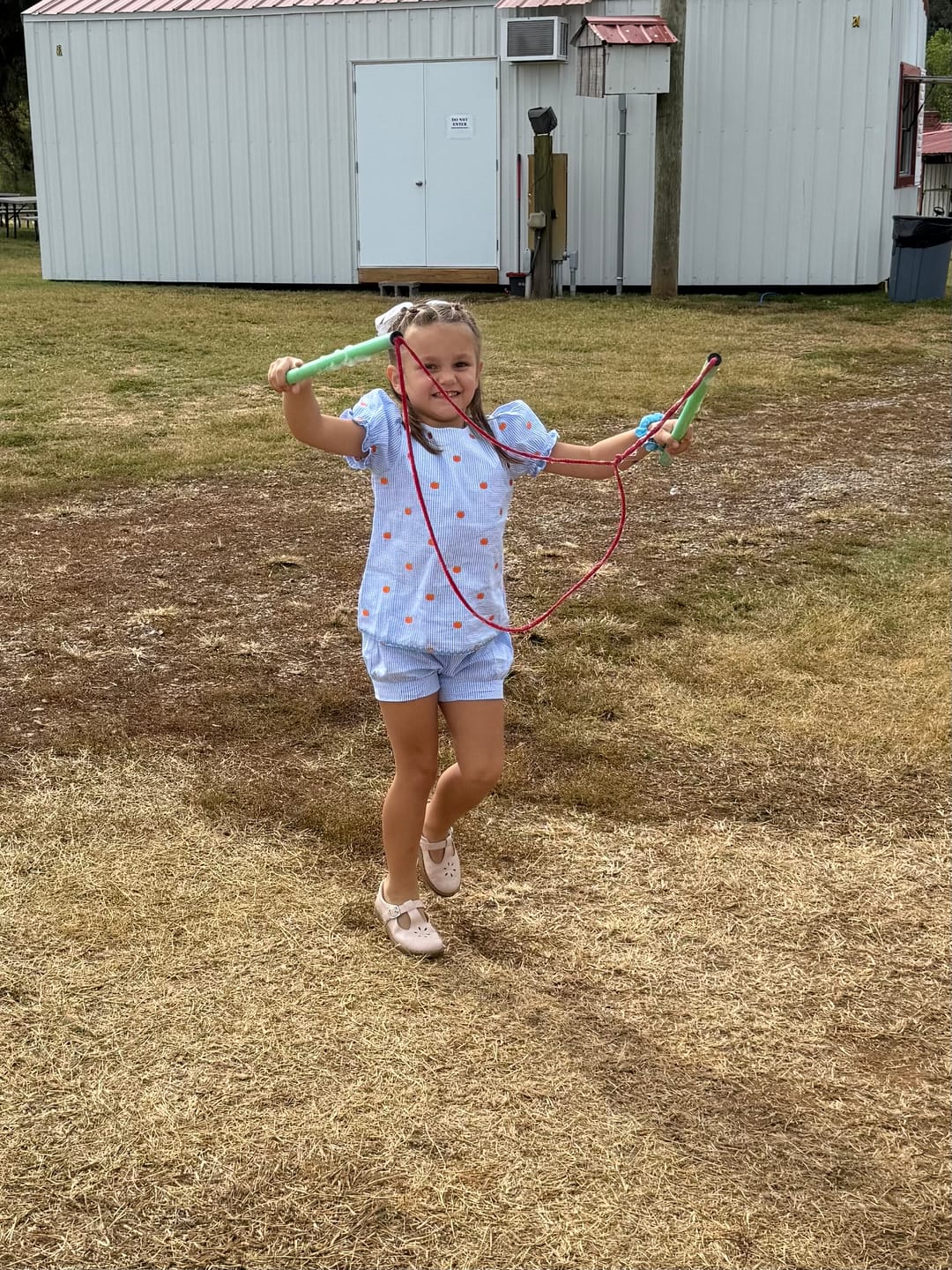 Customer photo review of Pumpkin Schiffli Light Blue Gingham Eleanor Short Set