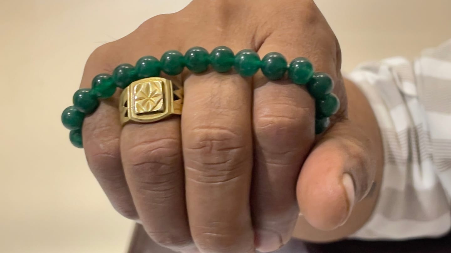 Customer photo review of Natural Green Jade Crystal Bracelet – Vastu Remedy for Abundance & Protective Harmony | 8mm Beads