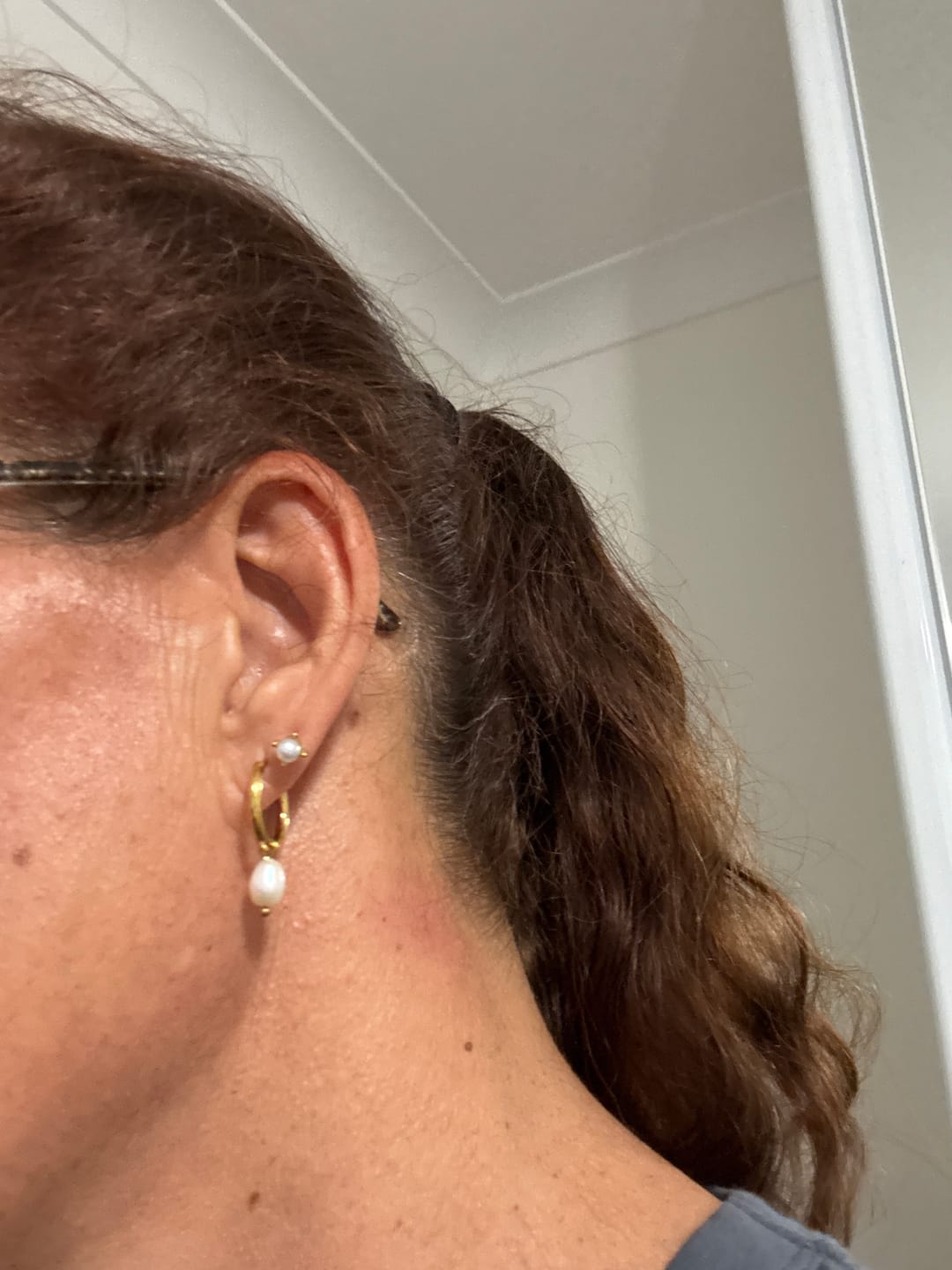 Customer photo review of Freshwater Pearl Bella Hoop Earrings