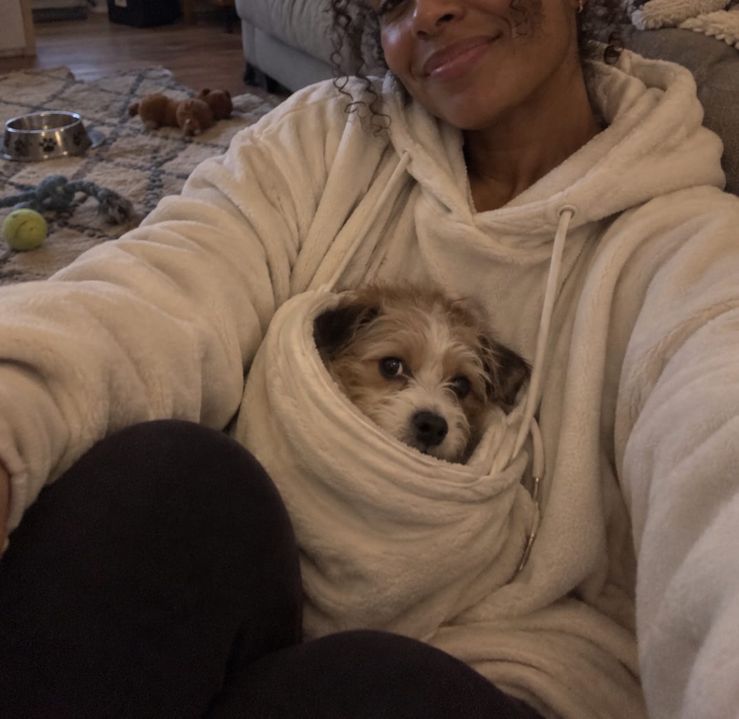 Customer photo review of The Joey Hoodie™ – for Small Dogs & Cats