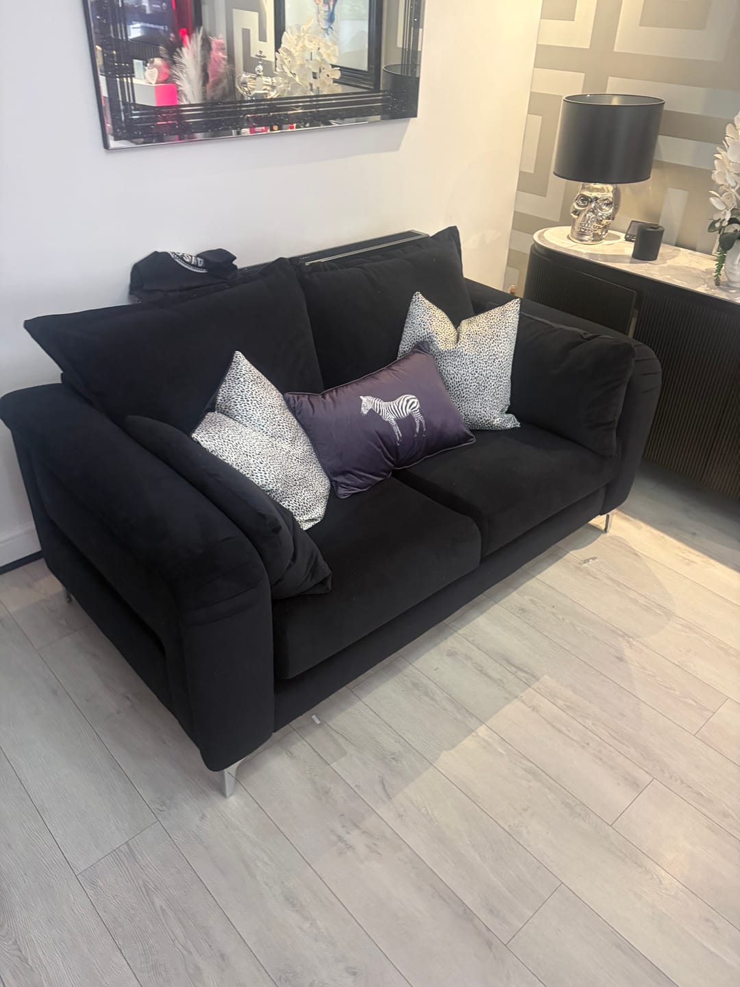 Customer photo review of Zebra | Recycled Velvet Rectangle Cushion