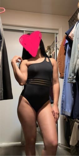 Customer photo review of Emoswim - One Shoulder One Piece Swimsuit for Women Tummy Control Bathing Suits