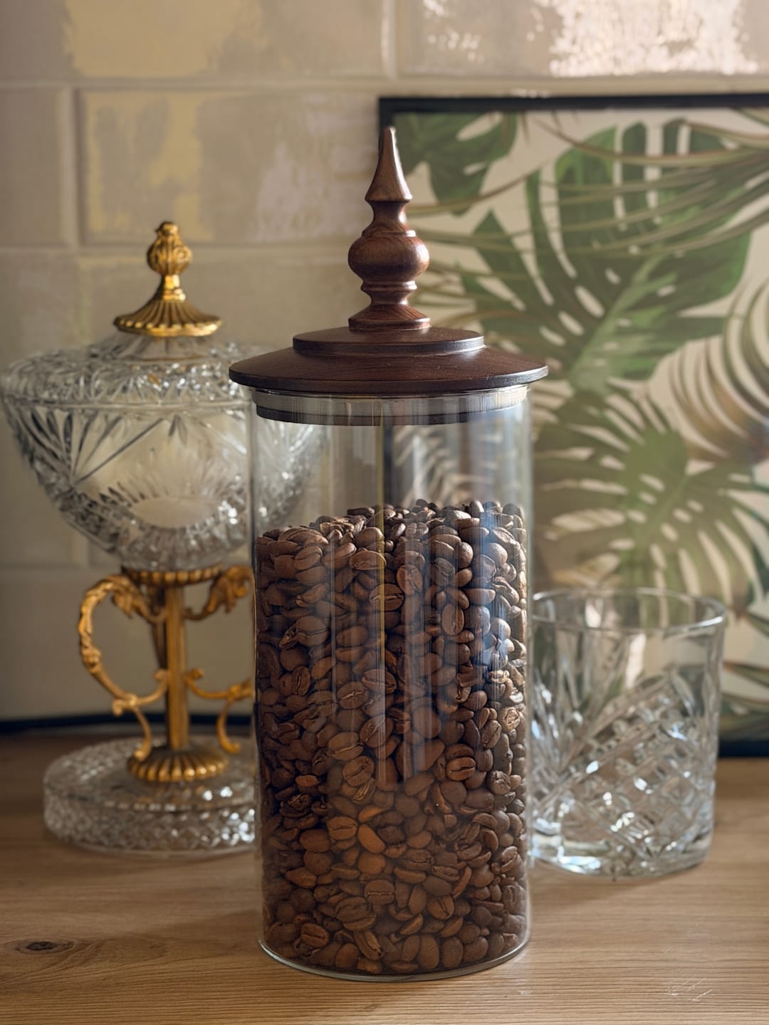 Customer photo review of Medieval Retro Style Glass Canister with Walnut Lid