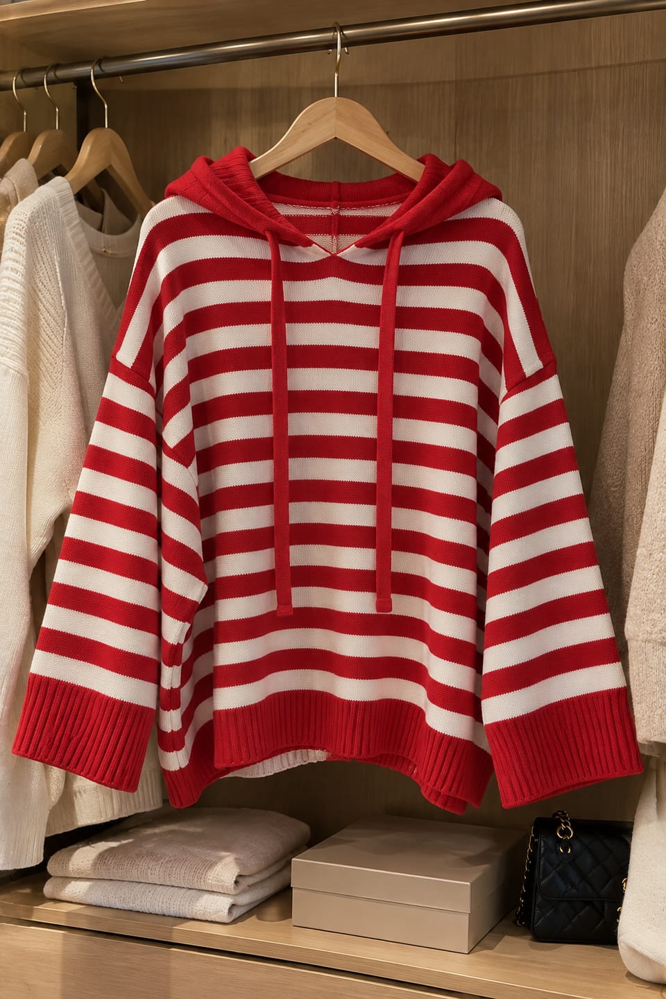 Customer photo review of Jersey de Punto con Capucha y Manga Ancha de rayas