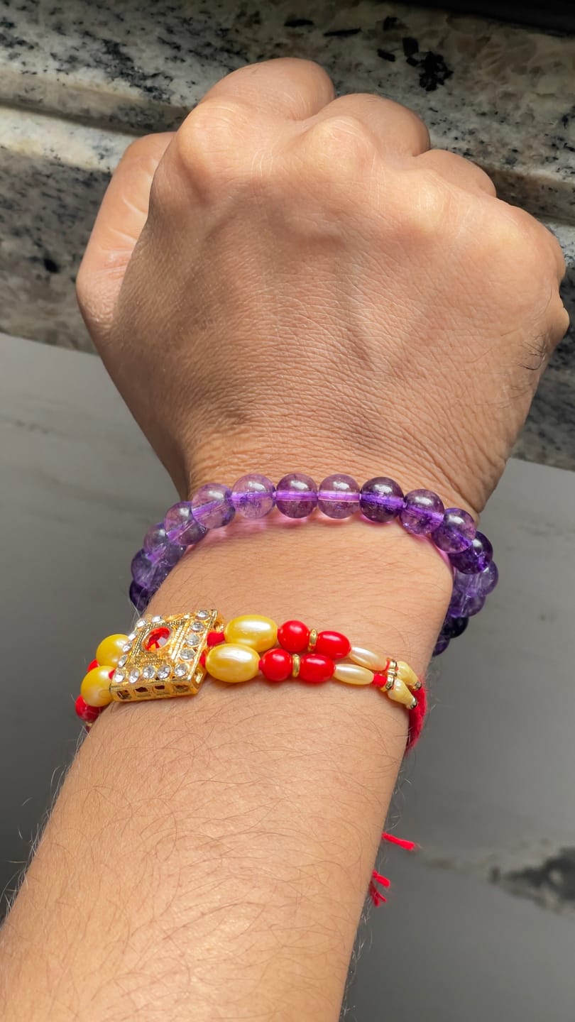 Customer photo review of Natural Amethyst Crystal Bracelet – Vastu Remedy for Peace & Spiritual Growth | 8mm Beads