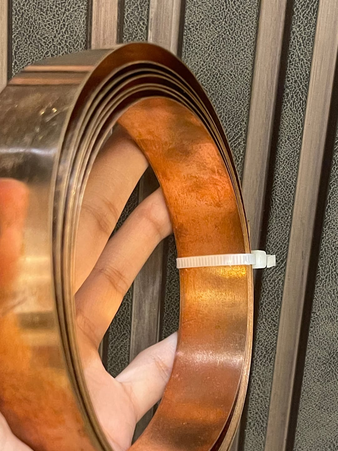 Customer photo review of Pure Copper Metal Strip – Vastu Remedy for North-East Toilet Dosh & Extension Corrections | Ideal for Walls, Floors & Doorways | 1 mm Thickness | 8-100 Feet Lengths