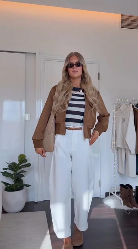 Customer photo review of Jean Faux Suede Bomber Jacket