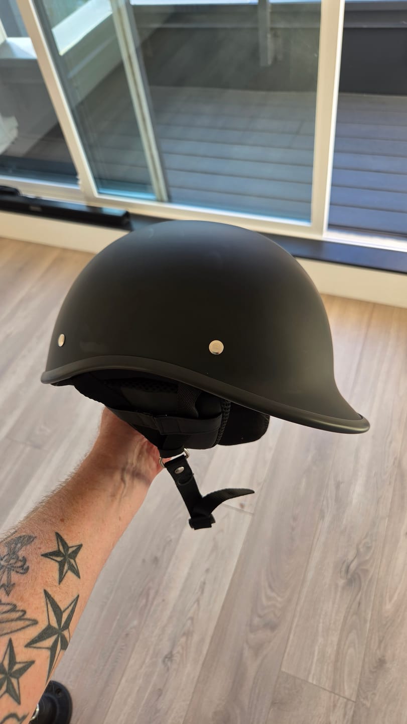 Customer photo review of Smallest & Lightest DOT Polo Helmet- Matte Black