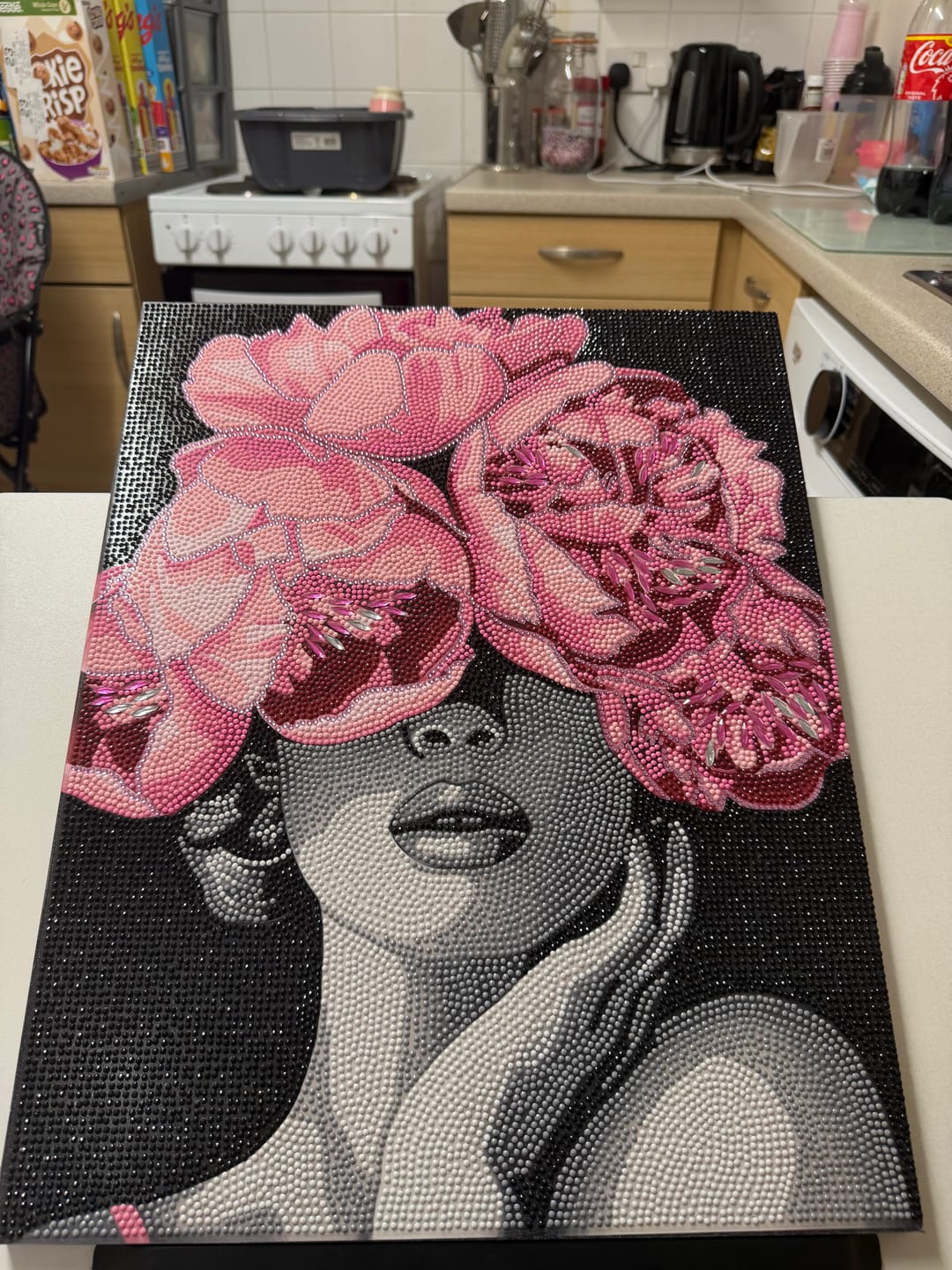 Customer photo review of Black & White Portrait Crystal Art Canvas Kit 40x50cm