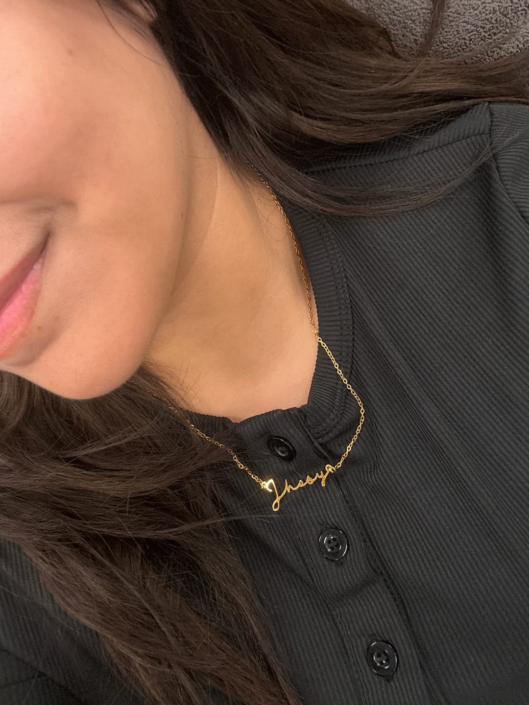 Customer photo review of Mon Petit Name Necklace