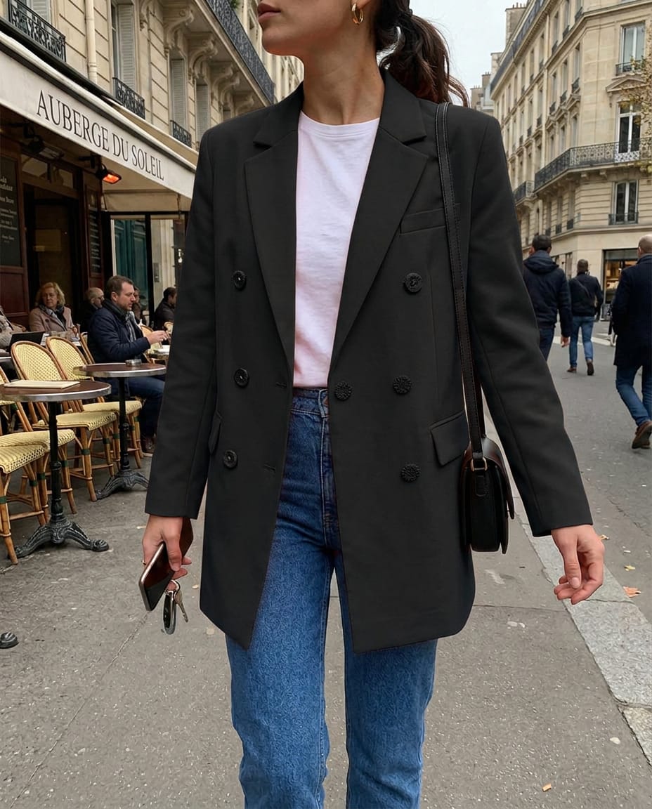 Customer photo review of Blazer Minimalista de Color Sólido