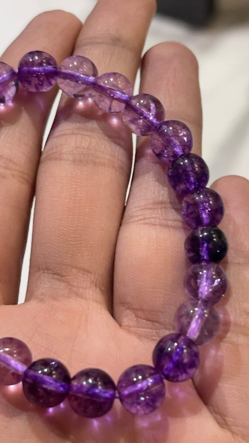 Customer photo review of Natural Amethyst Crystal Bracelet – Vastu Remedy for Peace & Spiritual Growth | 8mm Beads