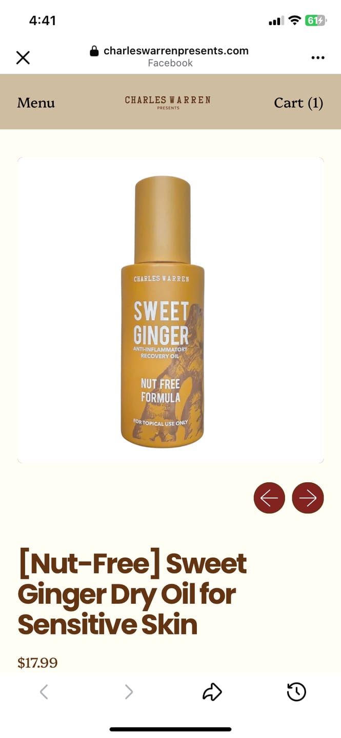 Customer photo review of [Nut-Free] Sweet Ginger Dry Oil for Sensitive Skin