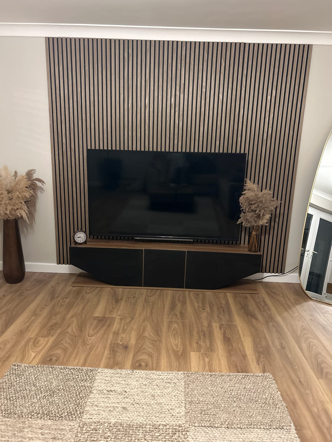 Customer photo review of Acoustic Slat Wall Panels Wooden Decorative Wall Panels Walnut Premium 2.4m x 0.6m