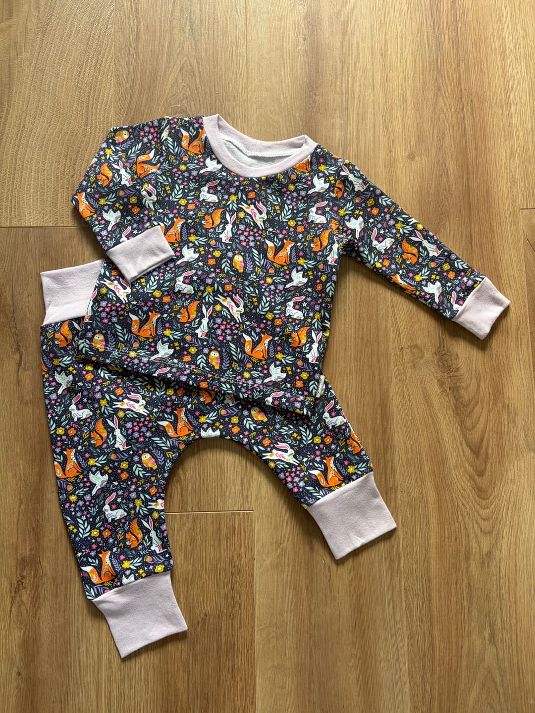 Customer photo review of Forest Animals on Deep Purple French Terry Fabric