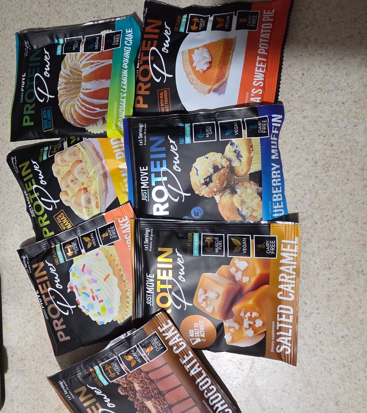 Customer photo review of Just MOVE Protein Sample Variety Pack - 7 Flavors