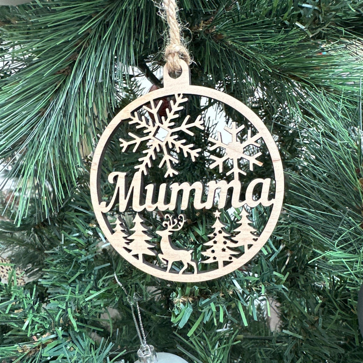 Customer photo review of Personalized Wooden Christmas Ornaments