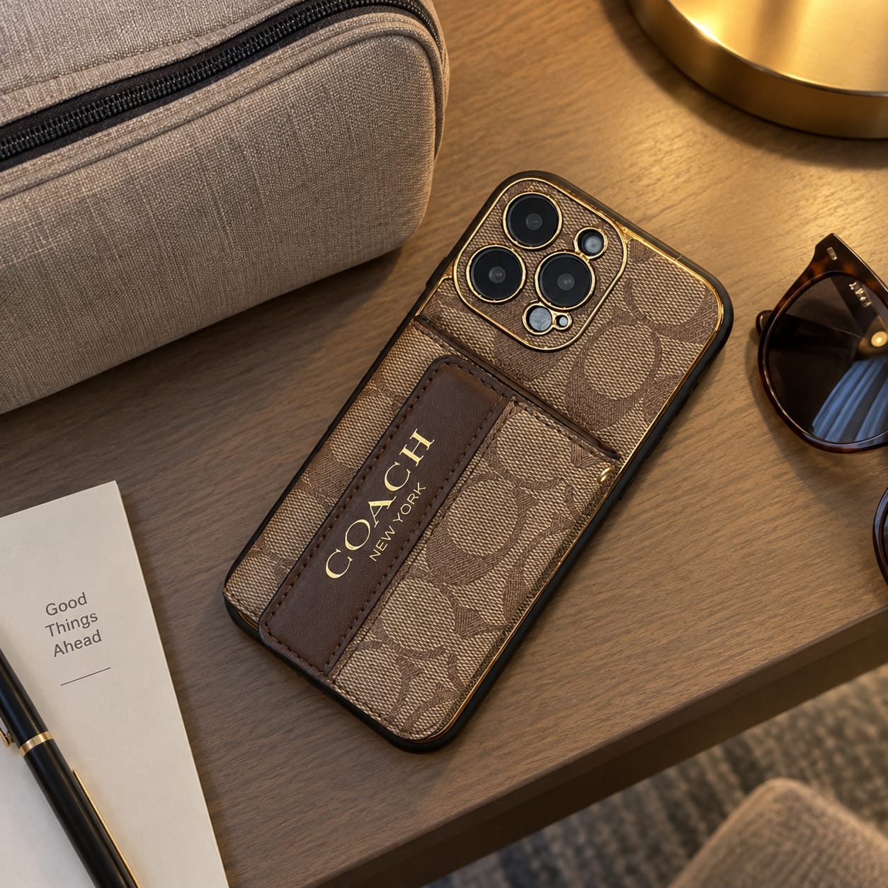 Customer photo review of Brown Monogram Crossbody iPhone Case with Card Pocket
