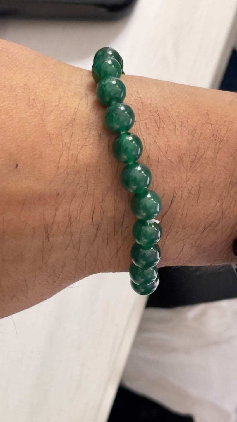 Customer photo review of Natural Green Jade Crystal Bracelet – Vastu Remedy for Abundance & Protective Harmony | 8mm Beads