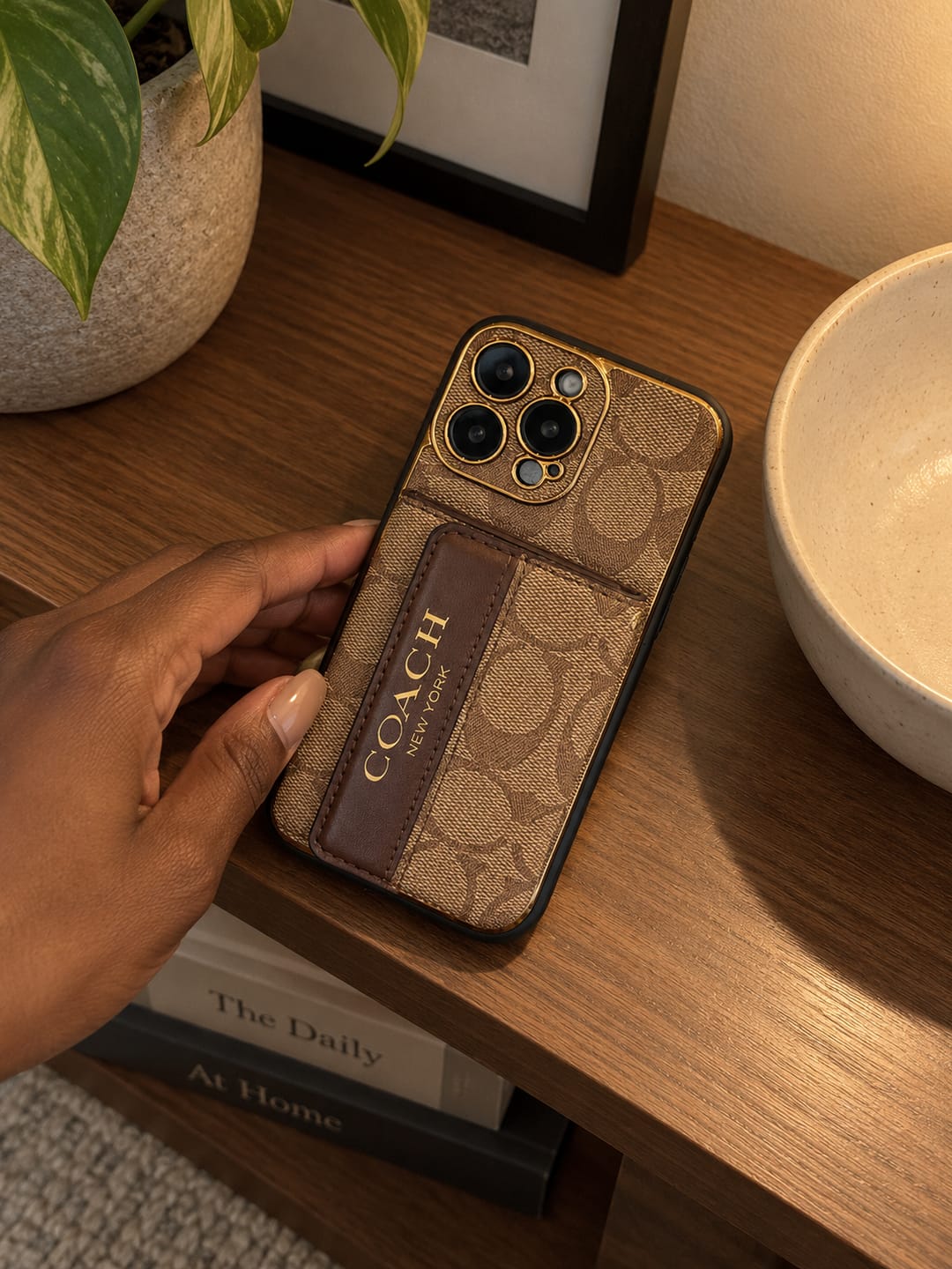 Customer photo review of Brown Monogram Crossbody iPhone Case with Card Pocket