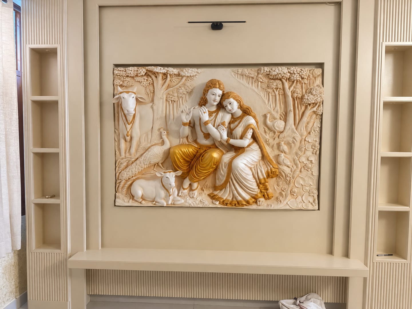 Customer photo review of Shri Radha Krishna 6x4 ft Wall Mural | Madhuban 3D Wall Art for Living Room & Temple