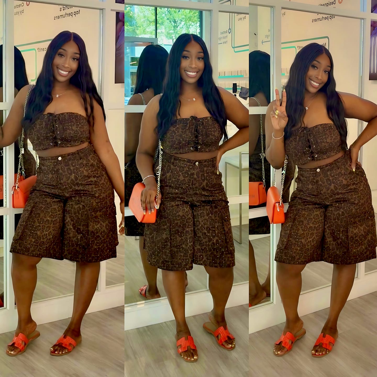 Customer photo review of Odalys Leopard Tube Top & Capri Pants SET