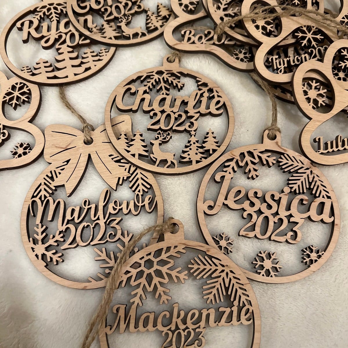 Customer photo review of Personalized Wooden Christmas Ornaments