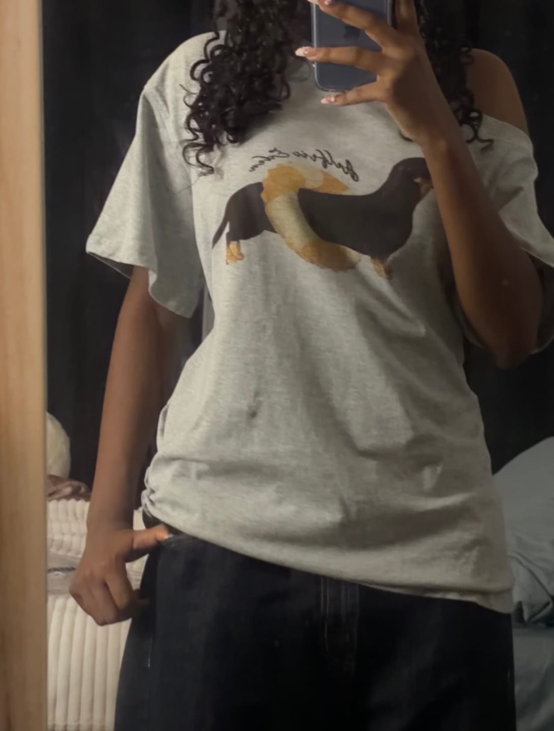 Customer photo review of Aelfric Eden Dachshund Off-The-Shoulder Tee
