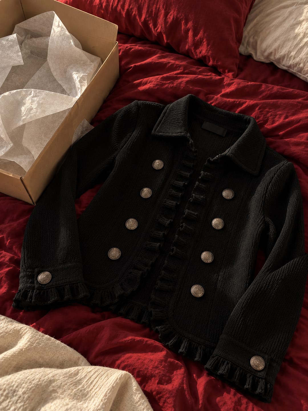 Customer photo review of Chaqueta de Punto Negro con Volantes