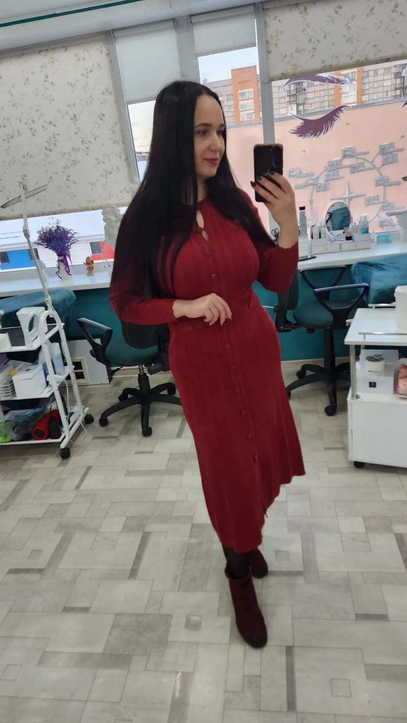 Customer photo review of Button Down Knit Midi Dress