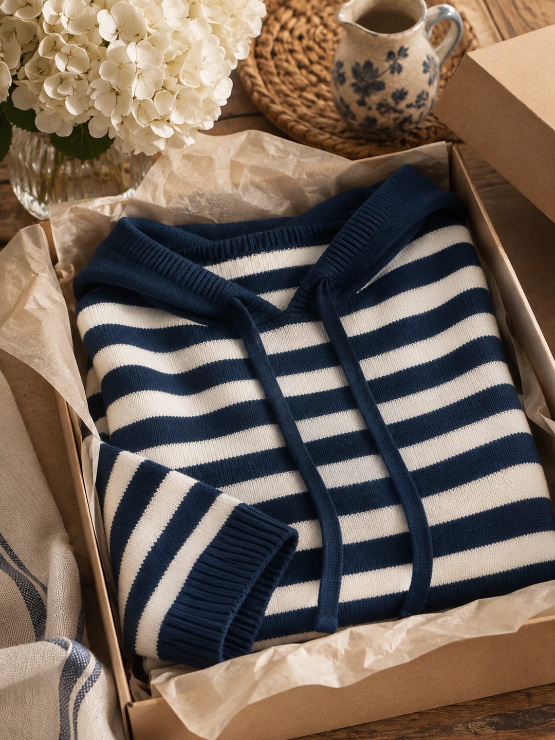 Customer photo review of Jersey de Punto con Capucha y Manga Ancha de rayas