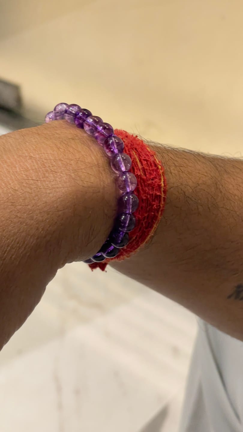 Customer photo review of Natural Amethyst Crystal Bracelet – Vastu Remedy for Peace & Spiritual Growth | 8mm Beads