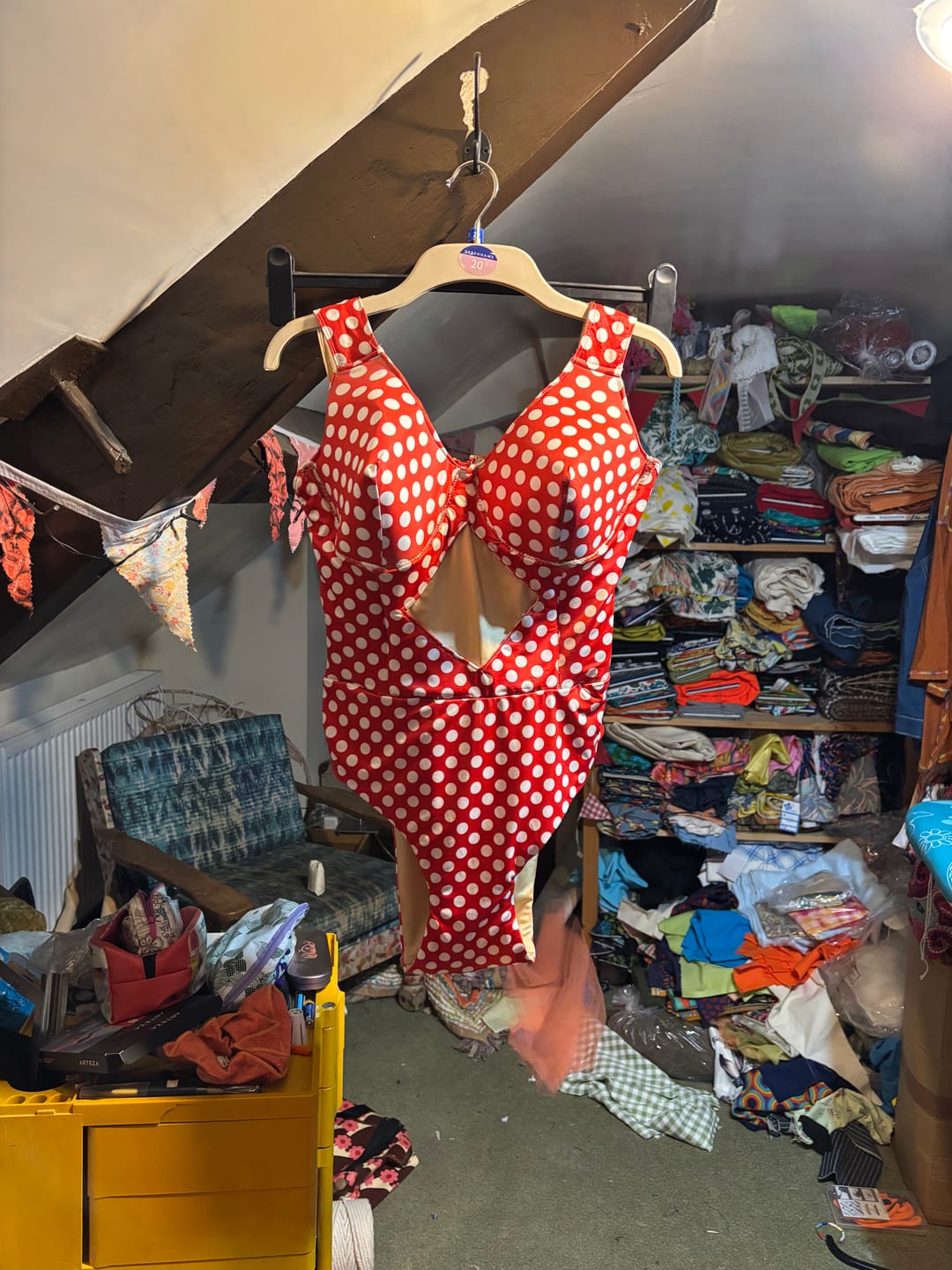 Customer photo review of Red White Polka Dot Fabric by Metre