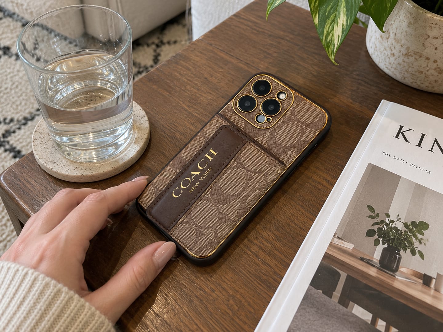 Customer photo review of Brown Monogram Crossbody iPhone Case with Card Pocket