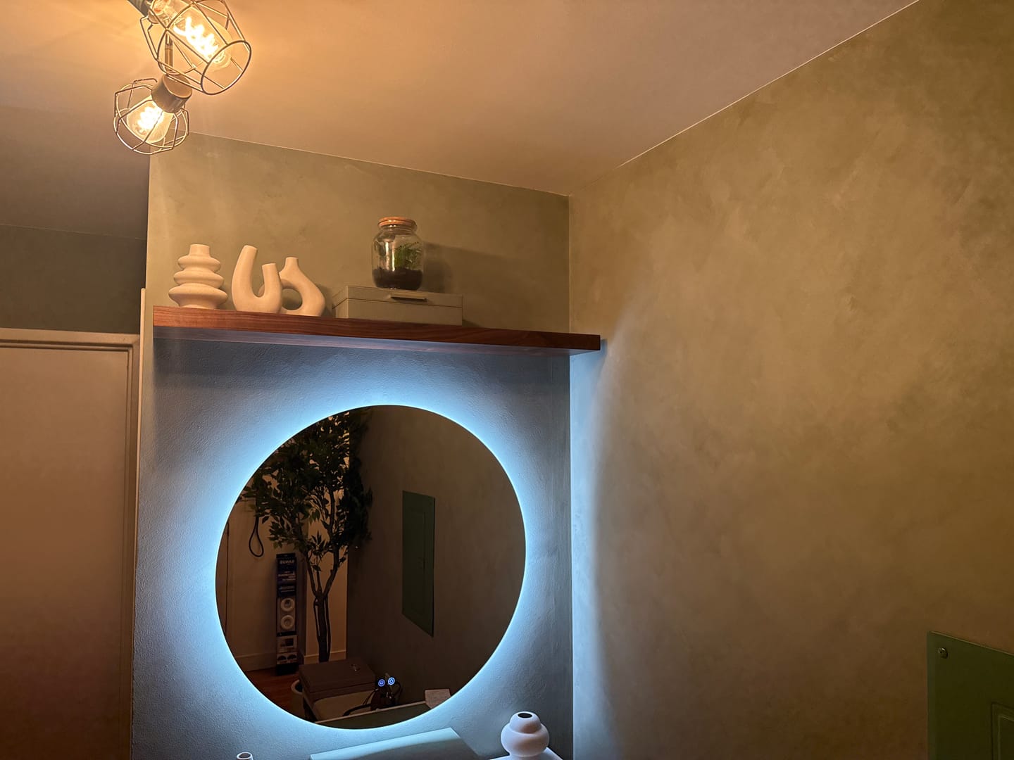 Customer photo review of Walnut Hardwood Floating Shelves