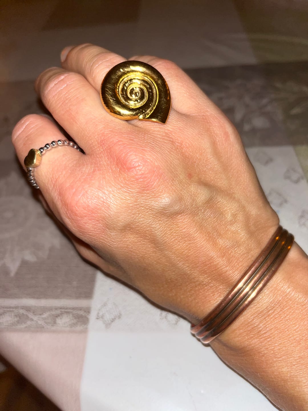 Customer photo review of Ebba -  Seashell Adjustable Ring Stainless Steel