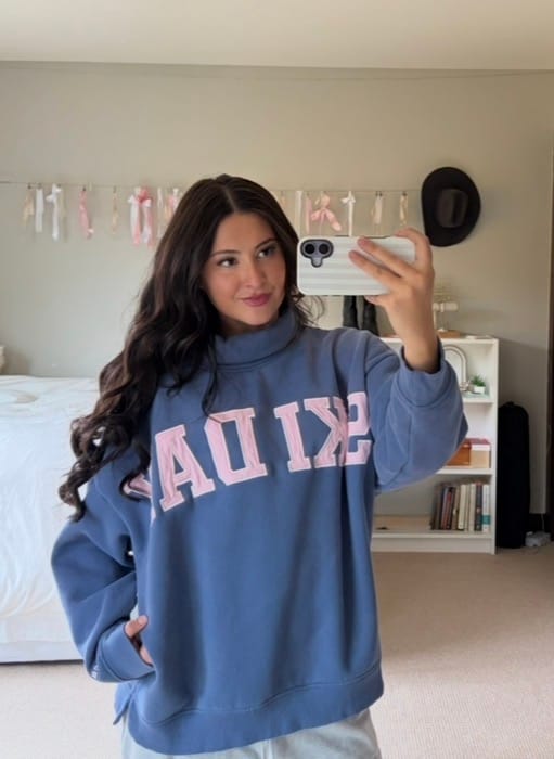 Customer photo review of *PREORDER* Ski Day Mock Neck Fleece Sweater