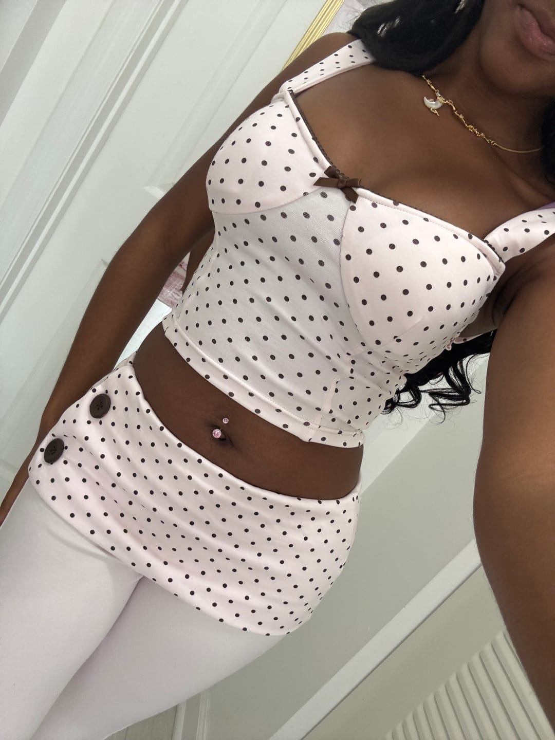 Customer photo review of Whimsy Doll Cotton Active Top（Brown Polka）