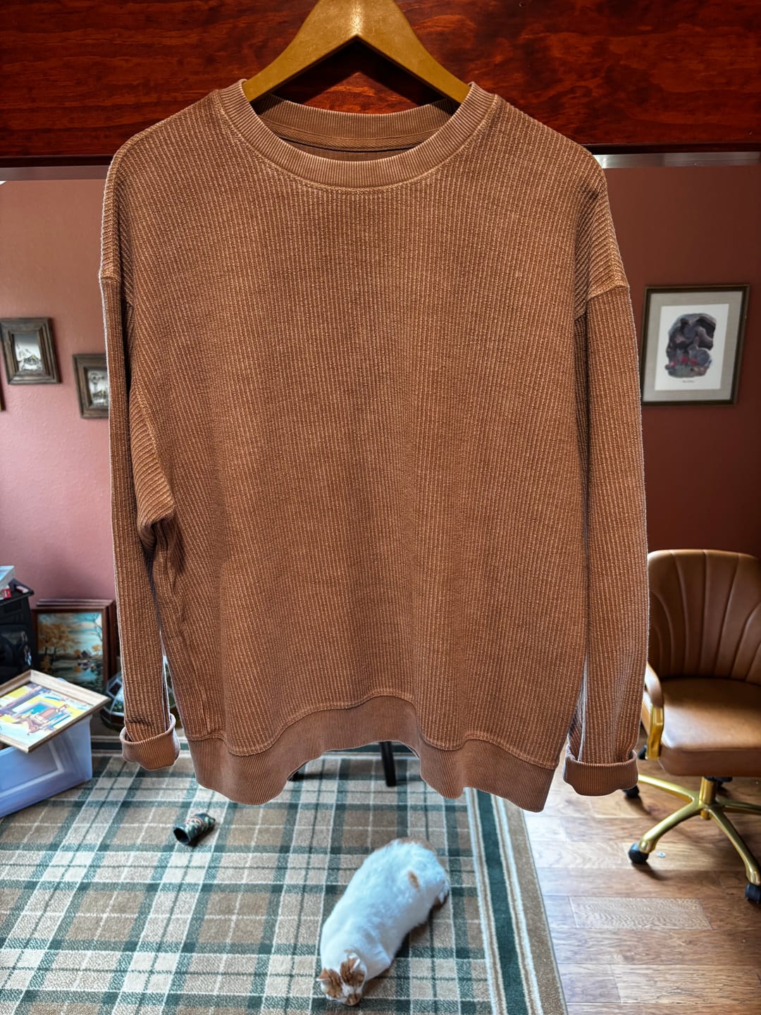Customer photo review of Pine Bark Oversized Corded Crew