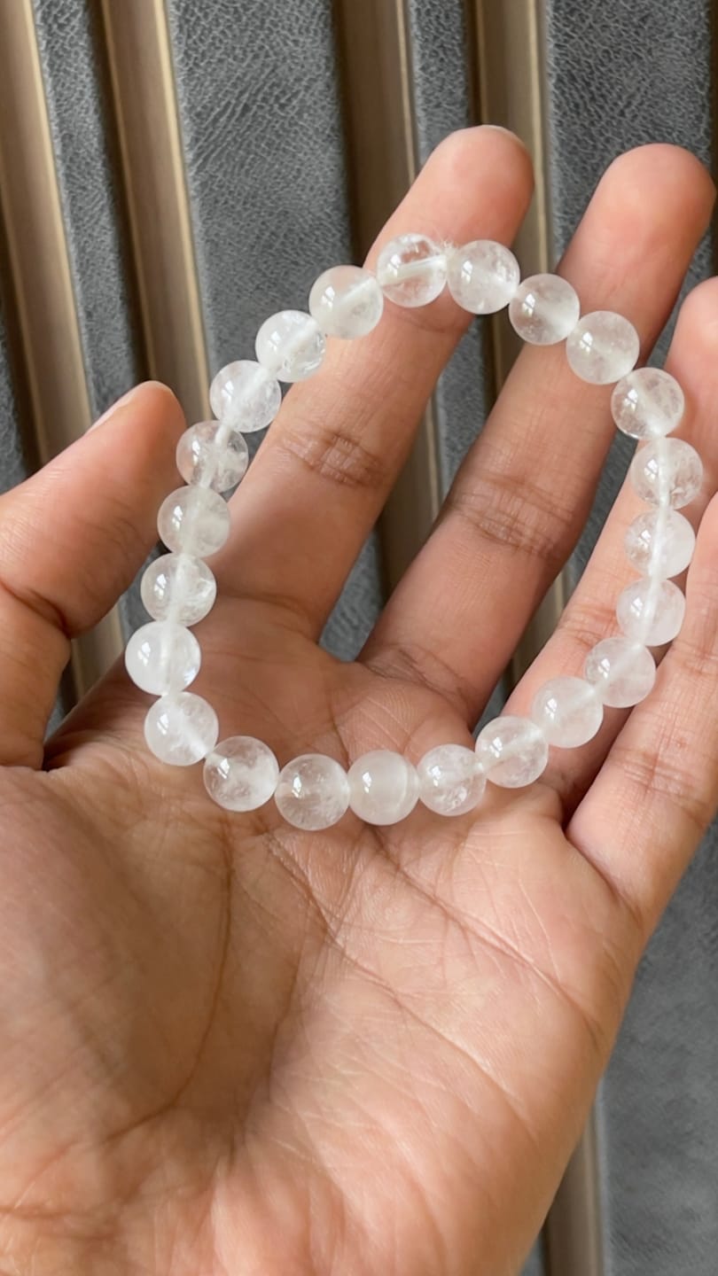 Customer photo review of Natural Clear Quartz Crystal Bracelet | Vastu Remedy for Meditation & Focus | 8 mm Beads