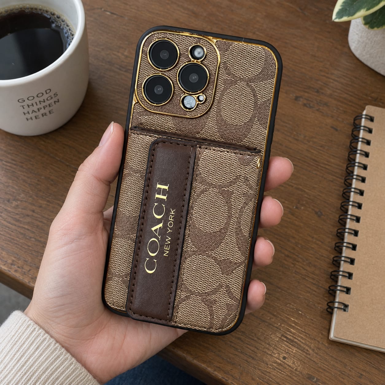 Customer photo review of Brown Monogram Crossbody iPhone Case with Card Pocket