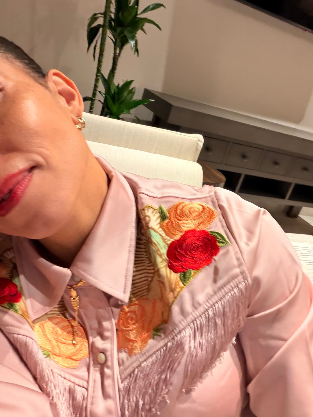 Customer photo review of Pale Pink Button Up