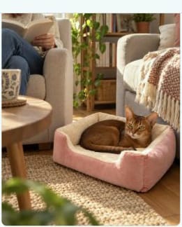Customer photo review of Cozy Haven Plush Bolster Pet Bed