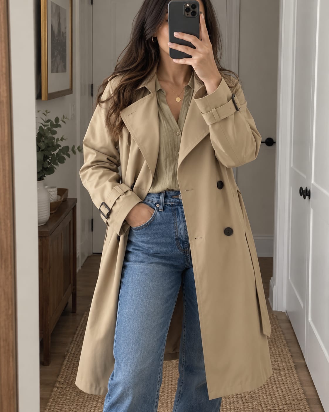 Customer photo review of Belted Midi Trench Coat