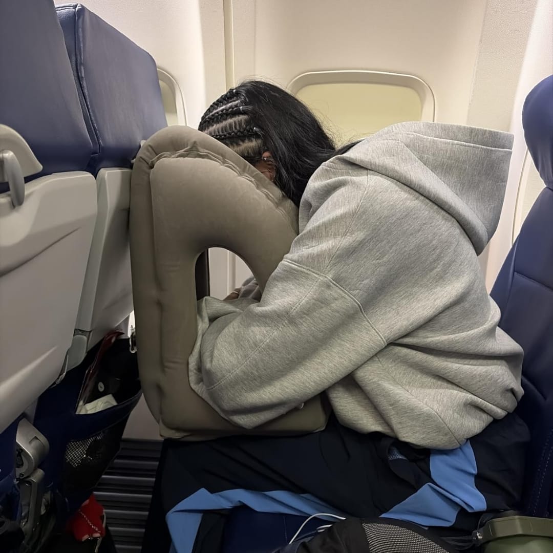 Customer photo review of Inflatable Pillow with Head & Chin Support