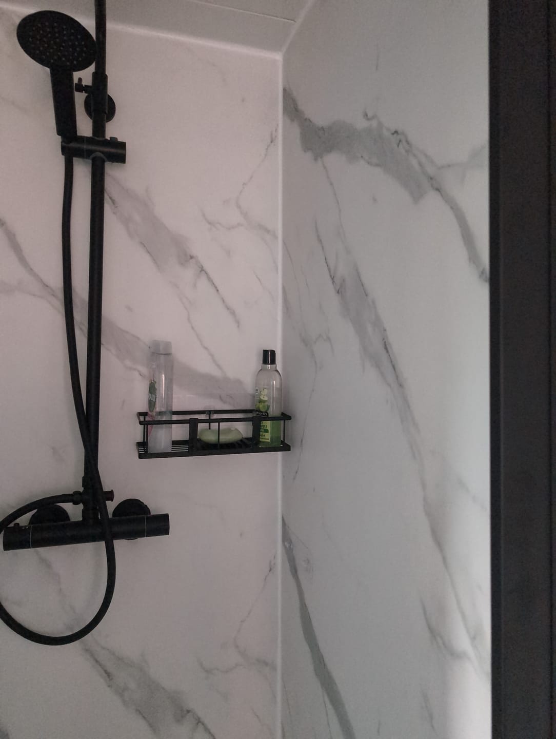 Customer photo review of 10mm Carrara Marble Matt Shower Panel 1M x 2.4M