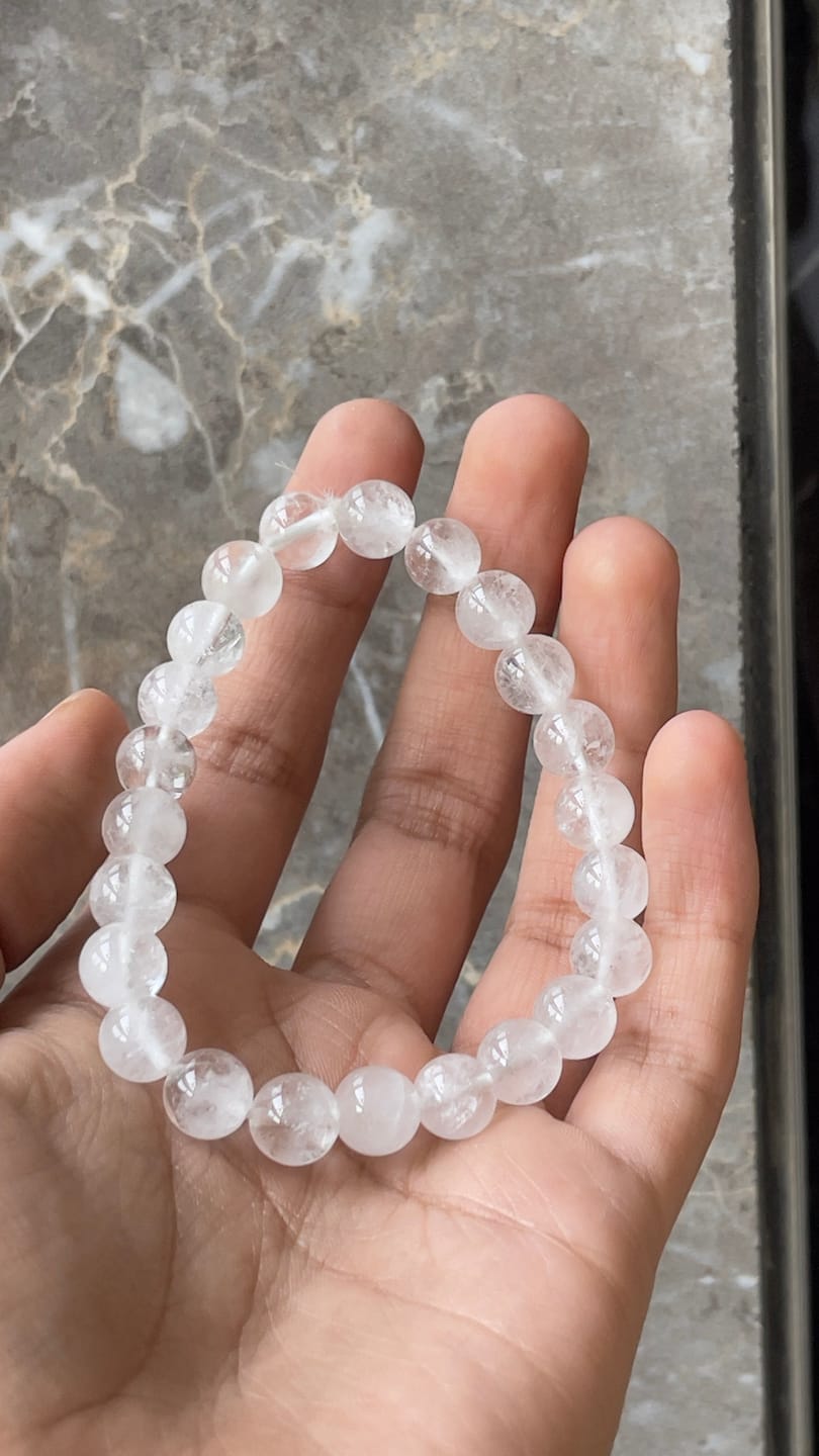 Customer photo review of Natural Clear Quartz Crystal Bracelet | Vastu Remedy for Meditation & Focus | 8 mm Beads
