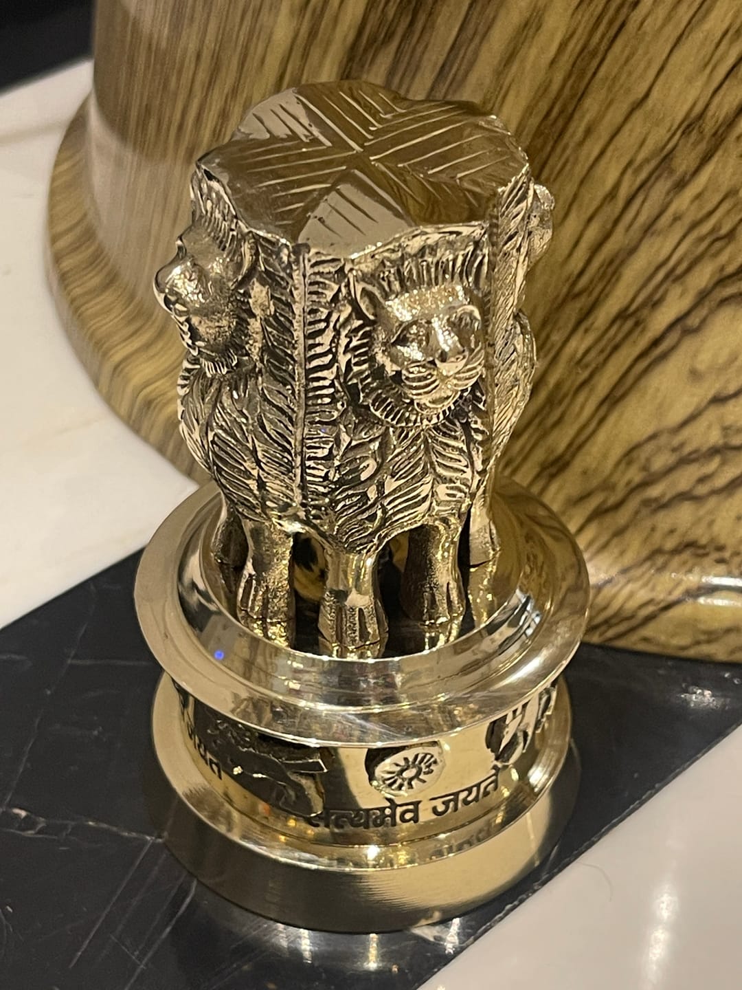 Customer photo review of Brass Ashoka Stambh Idol Vastu Remedy for Authority, Recognition and Government Support for Home, Office Desk and Institutional Spaces | 3 - 7 inch |